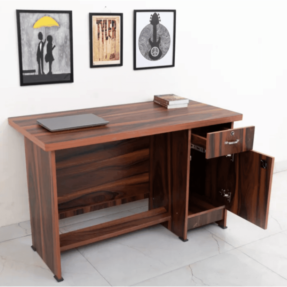 Amorini Study Table in Walnut Colour by Cupboard - Teak Inside