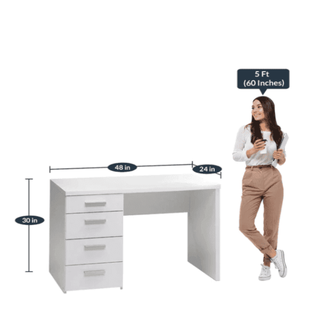 Class Apart Study Table in White Colour - Teak Inside