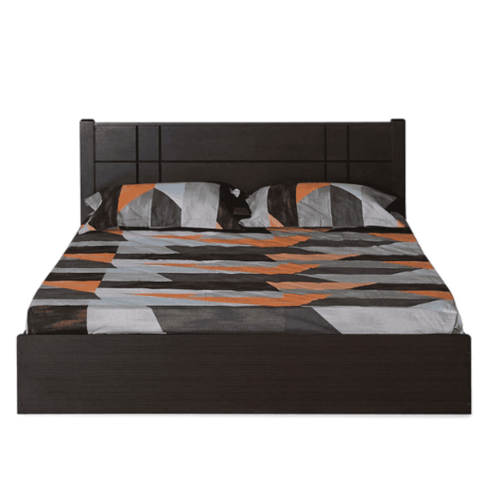 Cleopatra Bed with Storage in Brown Finish - Teak Inside