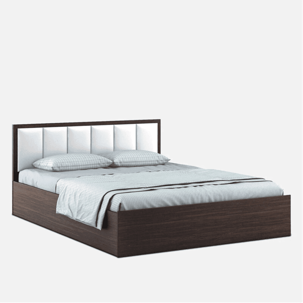 Art Living Upholstered Bed with Storage in Brown Finish - Teak Inside