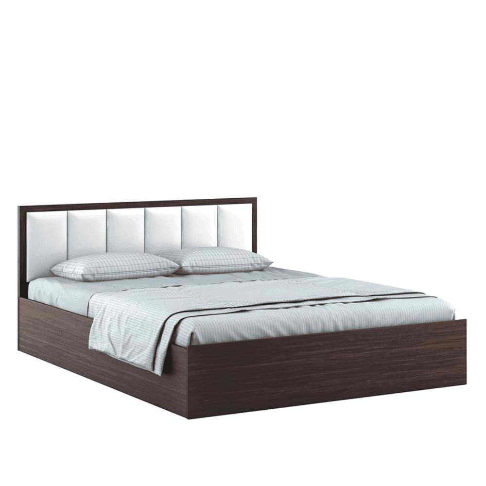 Art Living Upholstered Bed with Storage in Brown Finish - Teak Inside