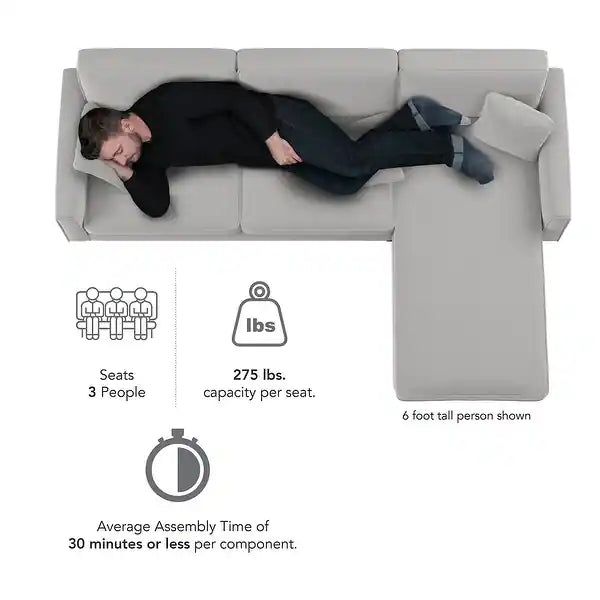 Celio Modern Suede Sectional Sofa