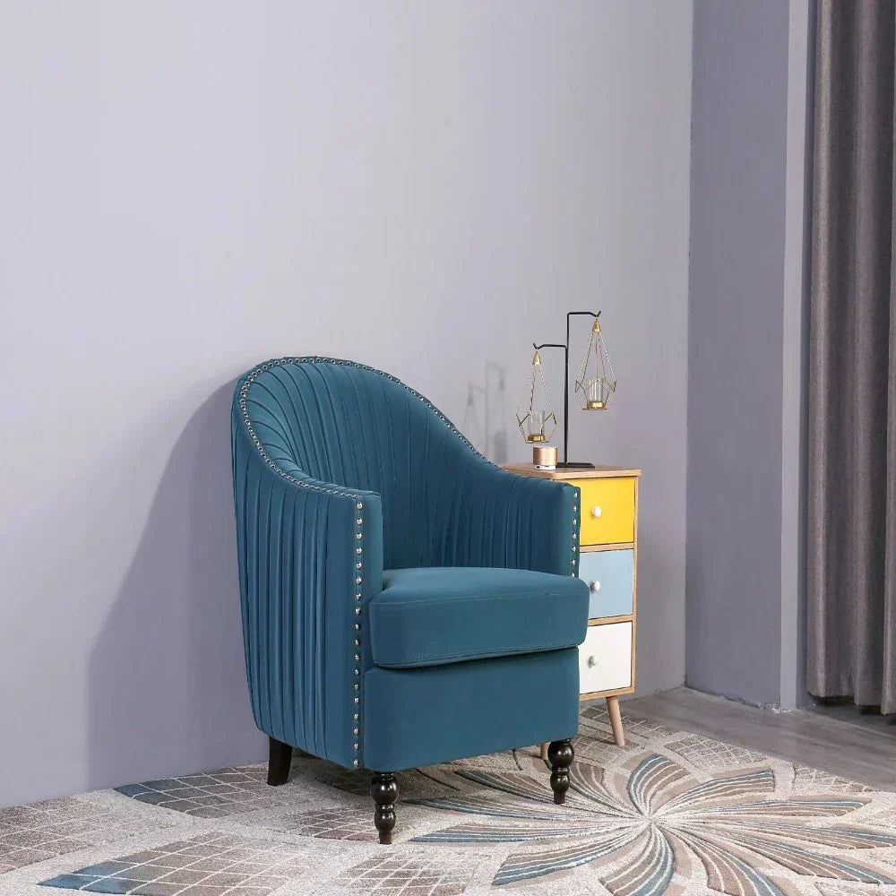 Cupbox Accent Chair in Blue - Teak Inside