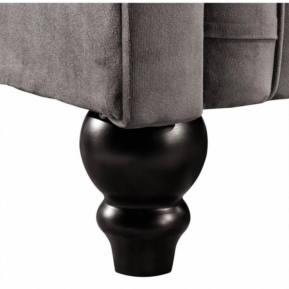 Cosmo Line Chesterfield Sofa Set in Grey - Teak Inside