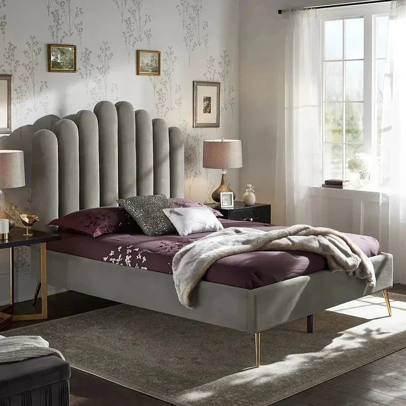 Classic Uniline Luxury Upholstered Bed Without Storage in Suede
