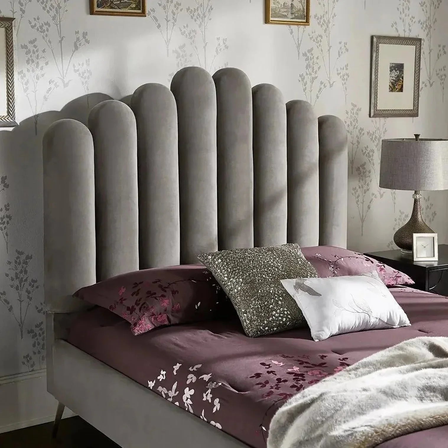 Classic Uniline Luxury Upholstered Bed Without Storage in Suede